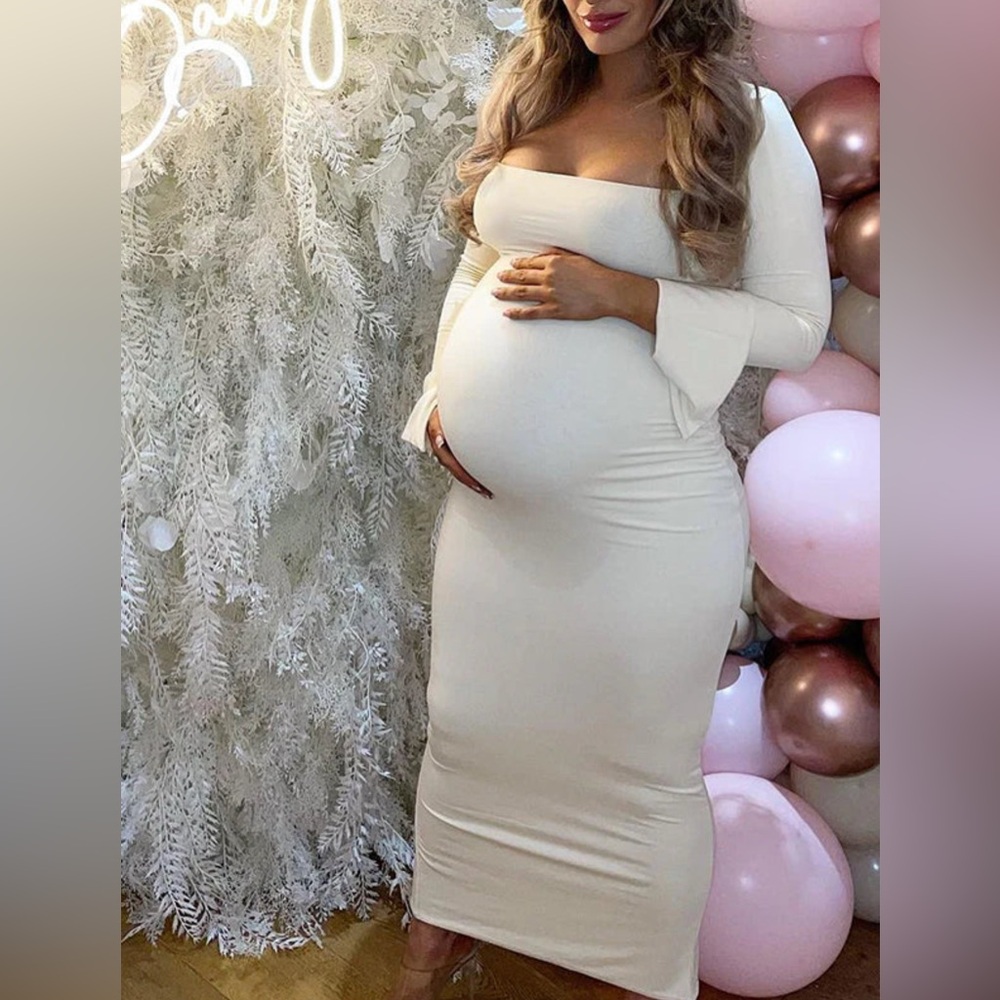 Momyknows Elegant Long Sleeve Maternity Dress